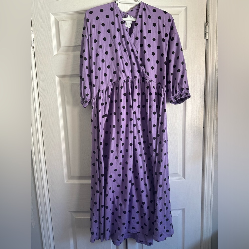 ASOS Purple Polka Dot Midi Dress